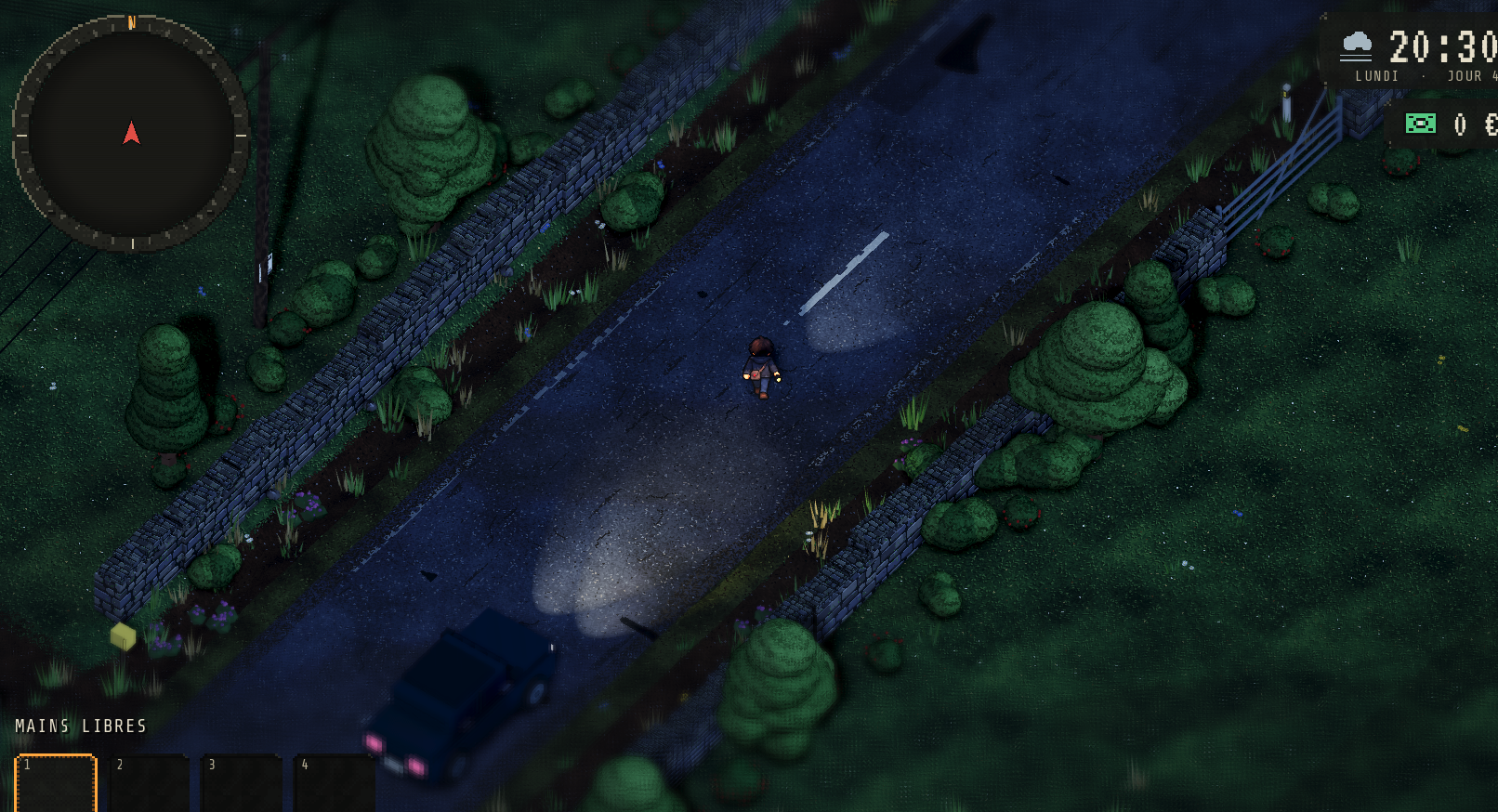 La route · les phares dans la nuit